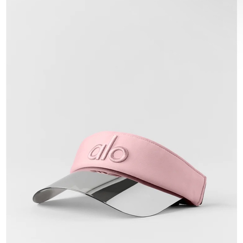 ALO Yoga Blush Pink Visor with Metallic Silver Brim